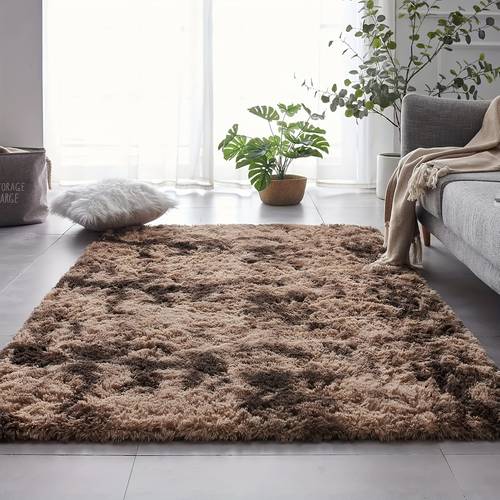1pc fluffy soft long pile bedroom area rug thickened sponge non slip backing design non shedding durable multiple sizes good quality and low price suitable for indoor scenes such as living room bedroom sunroom