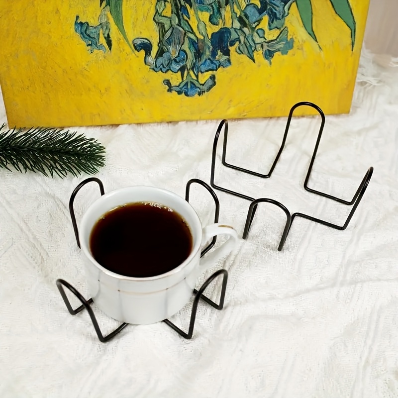 2pcs/4pcs - Stylish Black Metal Coaster Holder - Versatile Rack For Round And Square Ceramic Coasters, Ideal Bathroom Organization And Storage Solution, Coffee Cup Insulation Rack