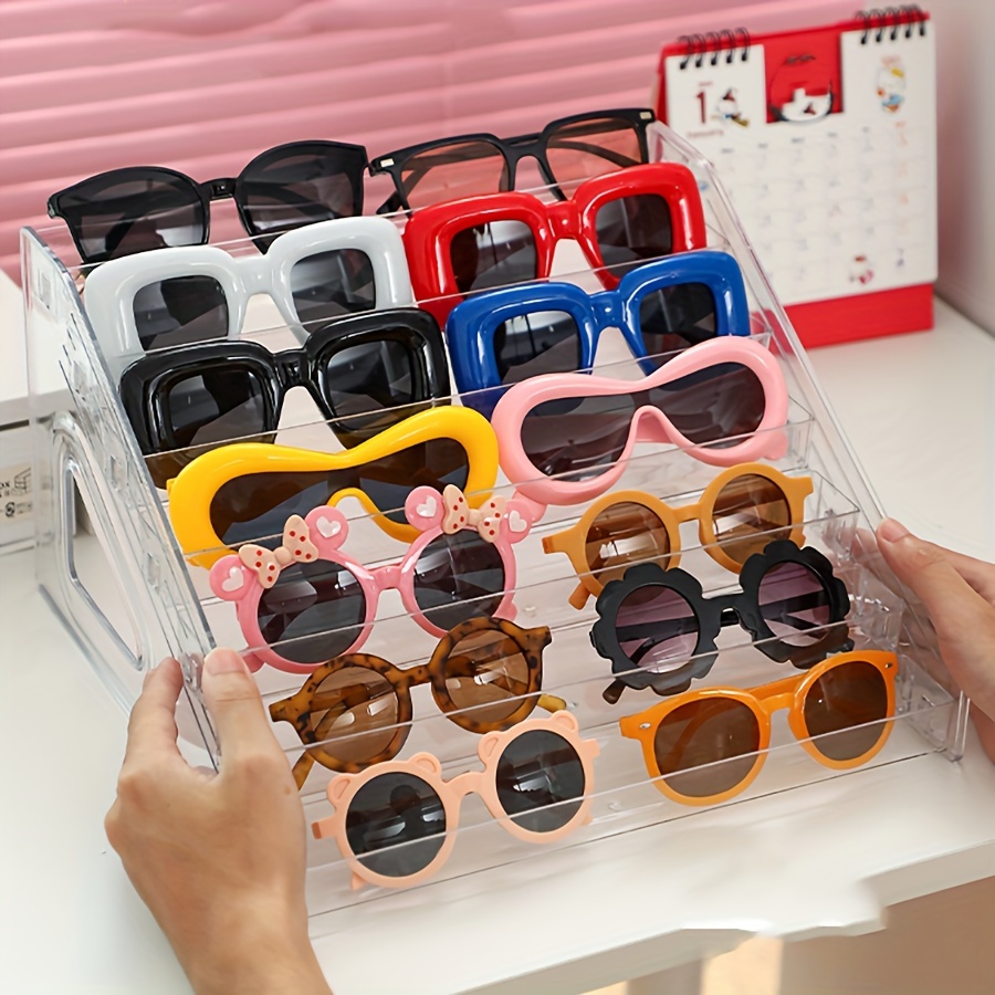 

Plastic Eyewear Display Stand For Glasses And , Transparent Simple Style Staircase Organizer, Multi-layer Storage Rack For Eyeglass Showcase And Arrangement