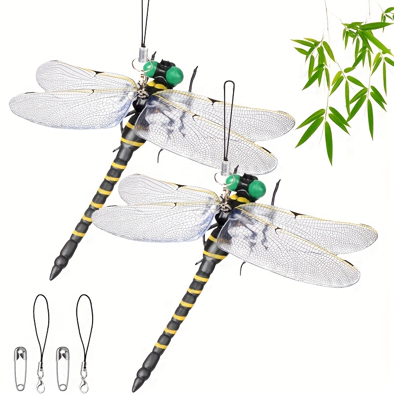 TEMU Dragonfly Insect Repellent 12cm Realistic Oniyanma Insect Animal Model With Safety Pin Insect Repellent Bee Repellent Entrance Balcony 2pcs