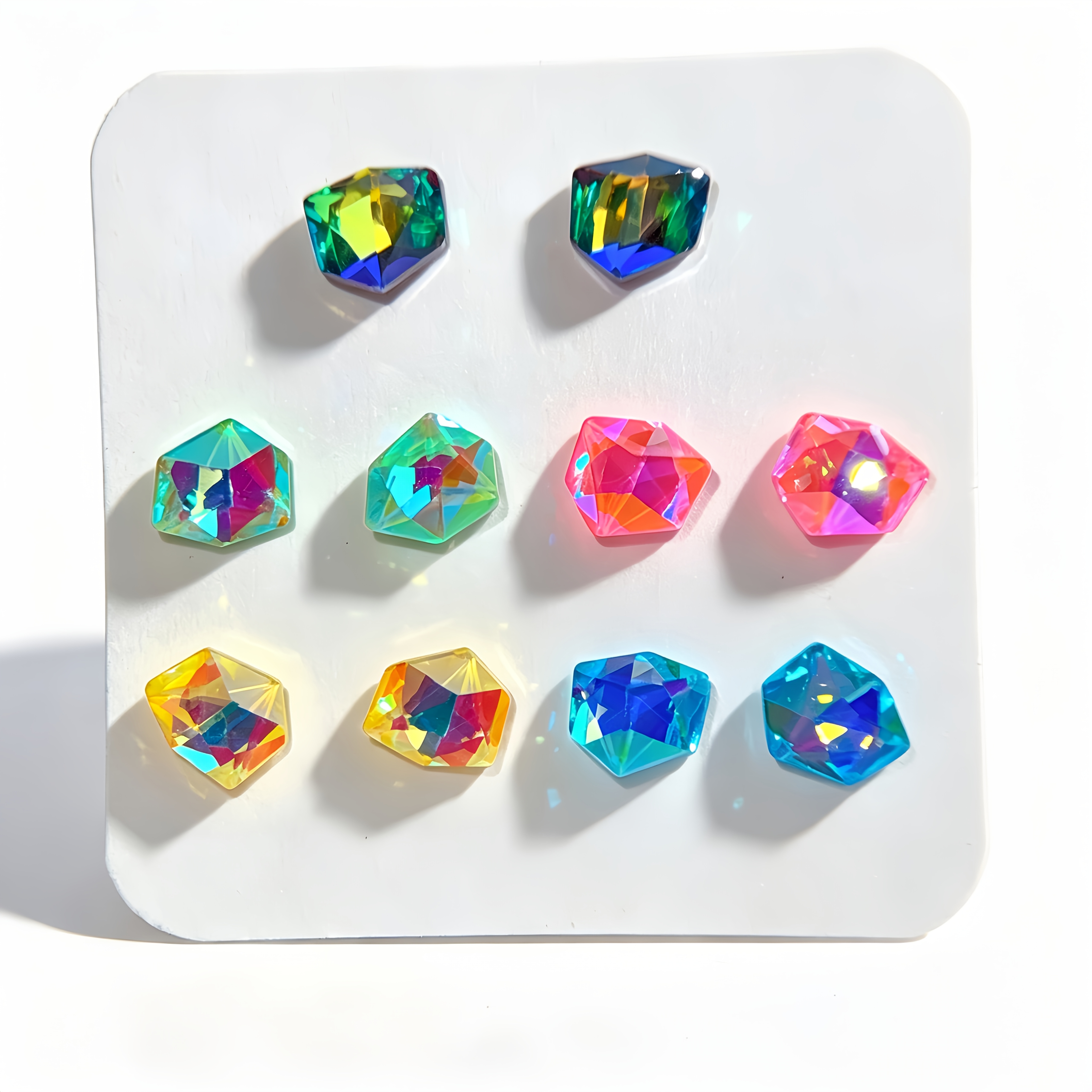 TEMU 5 Pairs Of Sparkling Summer Earrings: Women's Bilingbiling Studs—vibrant Colors, Fashionable And Modern, Resin Studs, Lightweight, Comfortable,