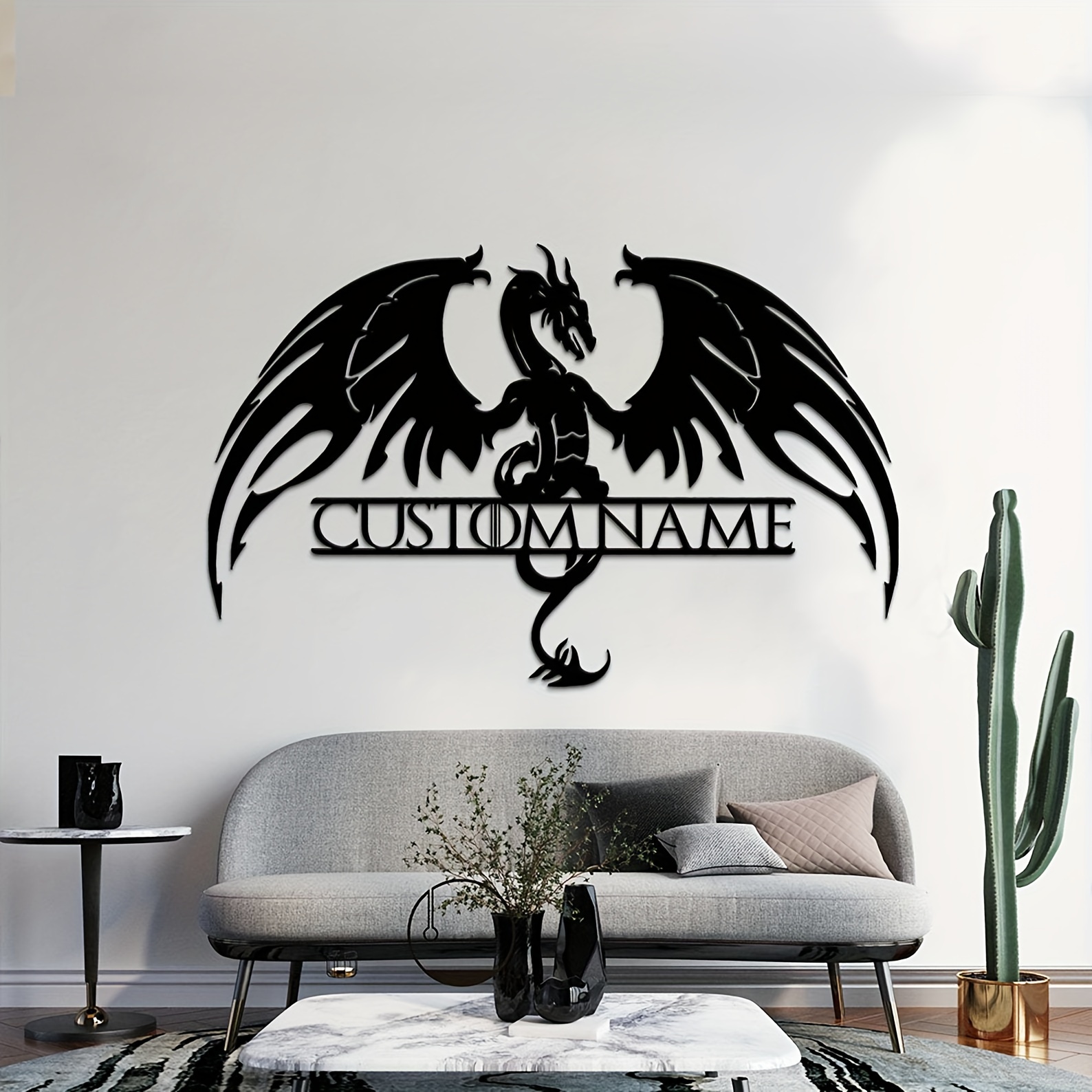 

Customizable Metal Dragon Silhouette Sign - Personalized Wall Art For Home & Garden Decor, Perfect For Outdoor, Kitchen, Dining Room - Unique Hollow-out Design, Ideal Gift For Parties & Holidays