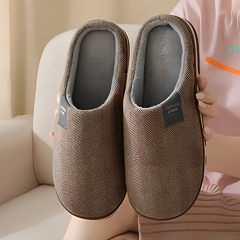 TEMU Plush Lined Slipper, On Indoor Walking Shoes For Autumn And