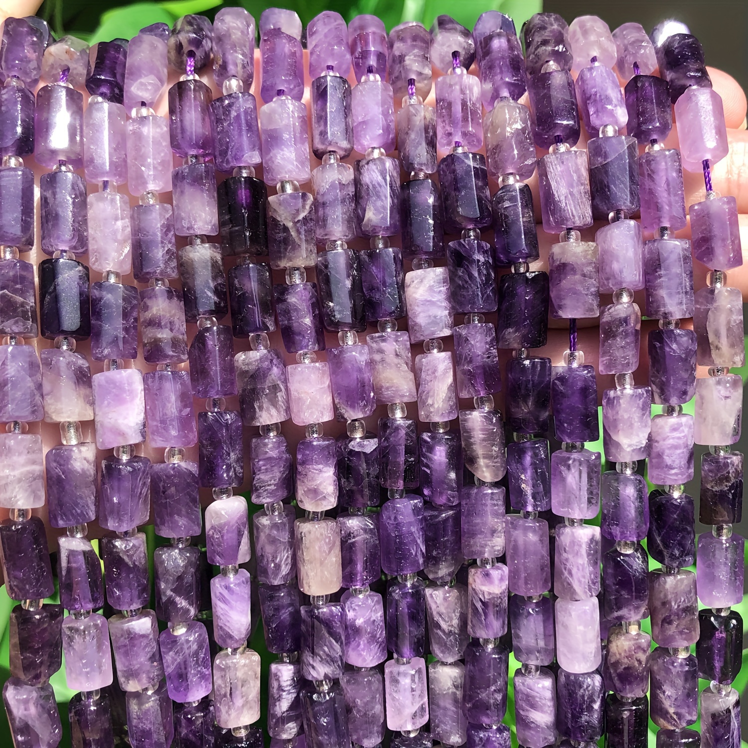 

Genuine Amethyst Cylinder Beads - Faceted Stone Spacer Beads For Diy Jewelry And Necklace Crafting Accessories - Natural Purple Amethyst Bead Assortment