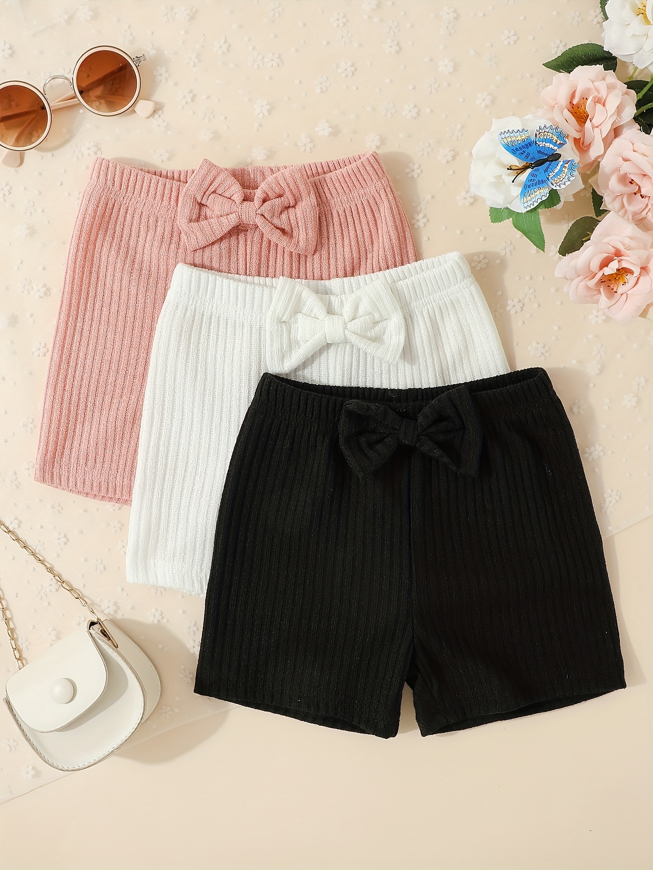 Girl's Boy Shorts Bowknot Decor Elastic Waist Shorts - Temu