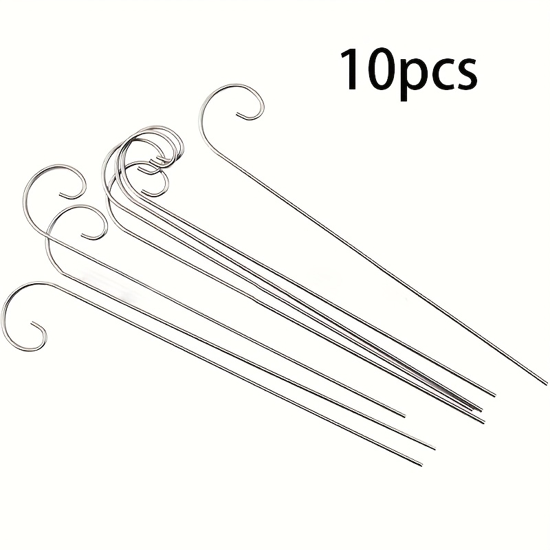 10pcs Silvery 20cm Plant Label Hooks - Garden Markers Hanger Sign Stake - Rustproof Deformed Hooks Hanging Rods For Flower Planter Container Accessories