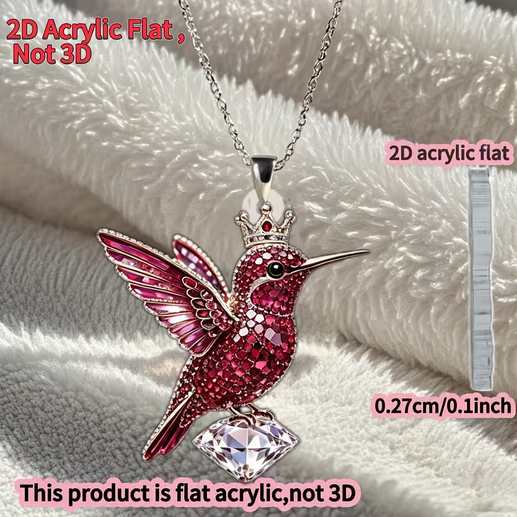 Women's Hummingbird Acrylic Necklace, Fashion Pendant