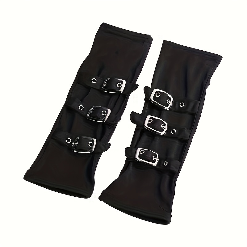 TEMU 1/2 Paire de Manchons Décoratifs Noirs de Performance pour Femmes, Demi-Doigt, Bande de Paille avec Doigts, Gants Chauds, Style Punk Désertique