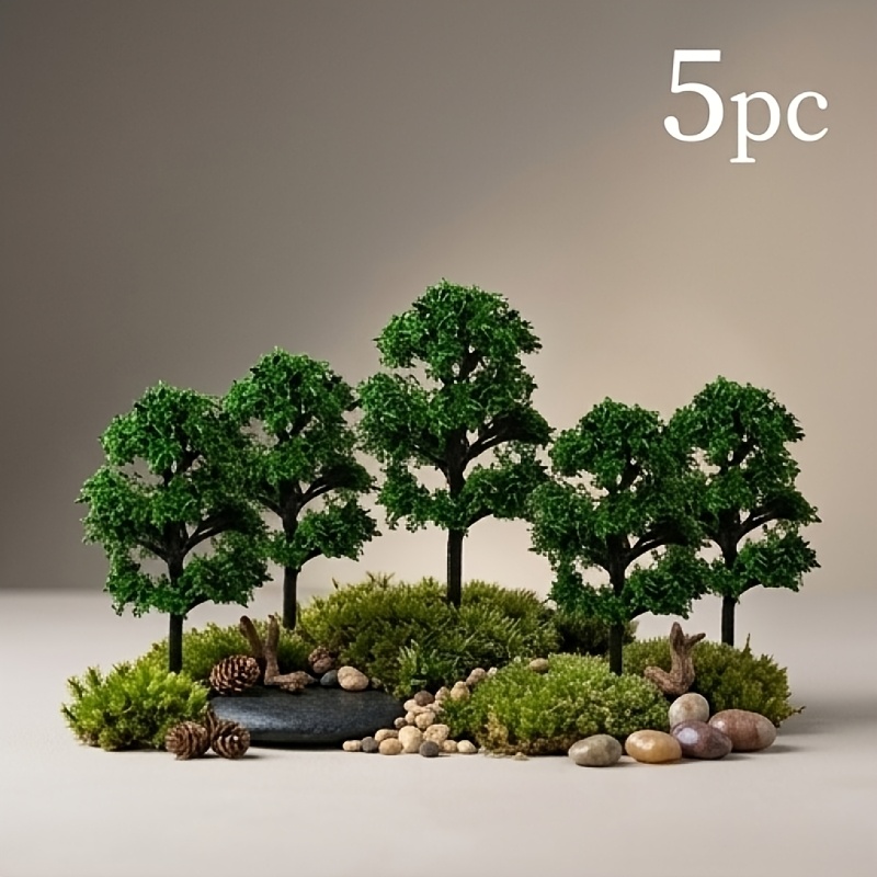 TEMU 5 Large Trees, 3.94 Inches In Height, For Courtyard Garden Landscape Simulation Walkways, Large-scale Model Trees, Sand Table Scene Materials,