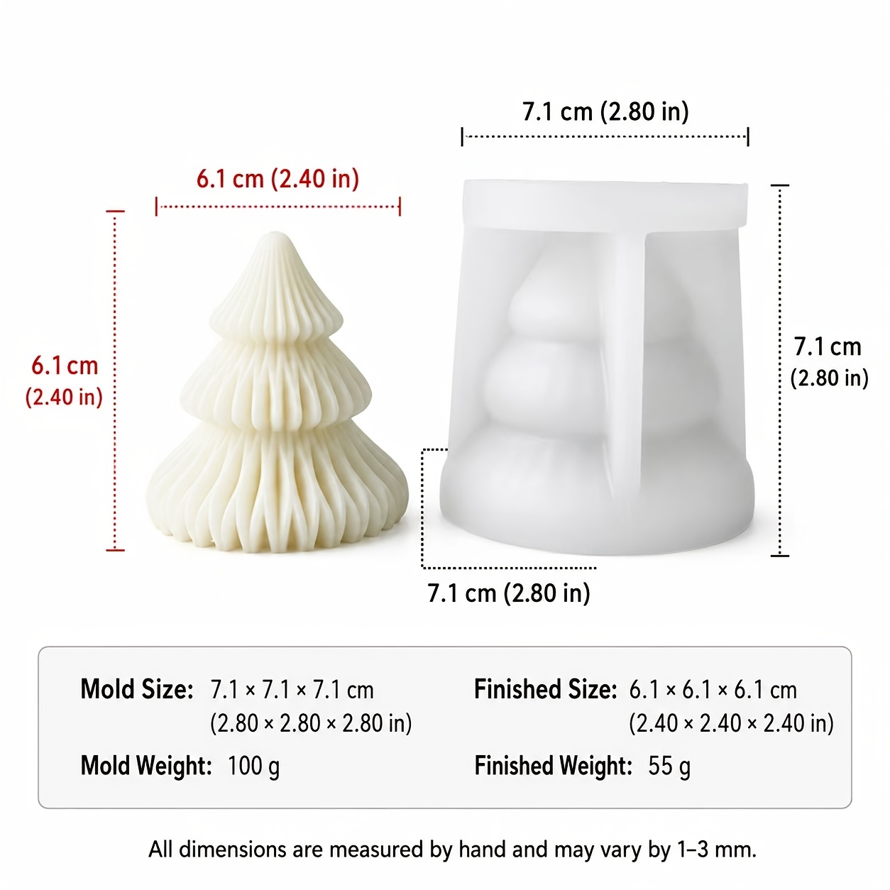 TEMU 3d Mini Geometric Folding Christmas Tree Silicone Candle Resin Mold, Layered Ripple Christmas Tree Shape Mold, Diy Soy Wax Candle Making Tool,