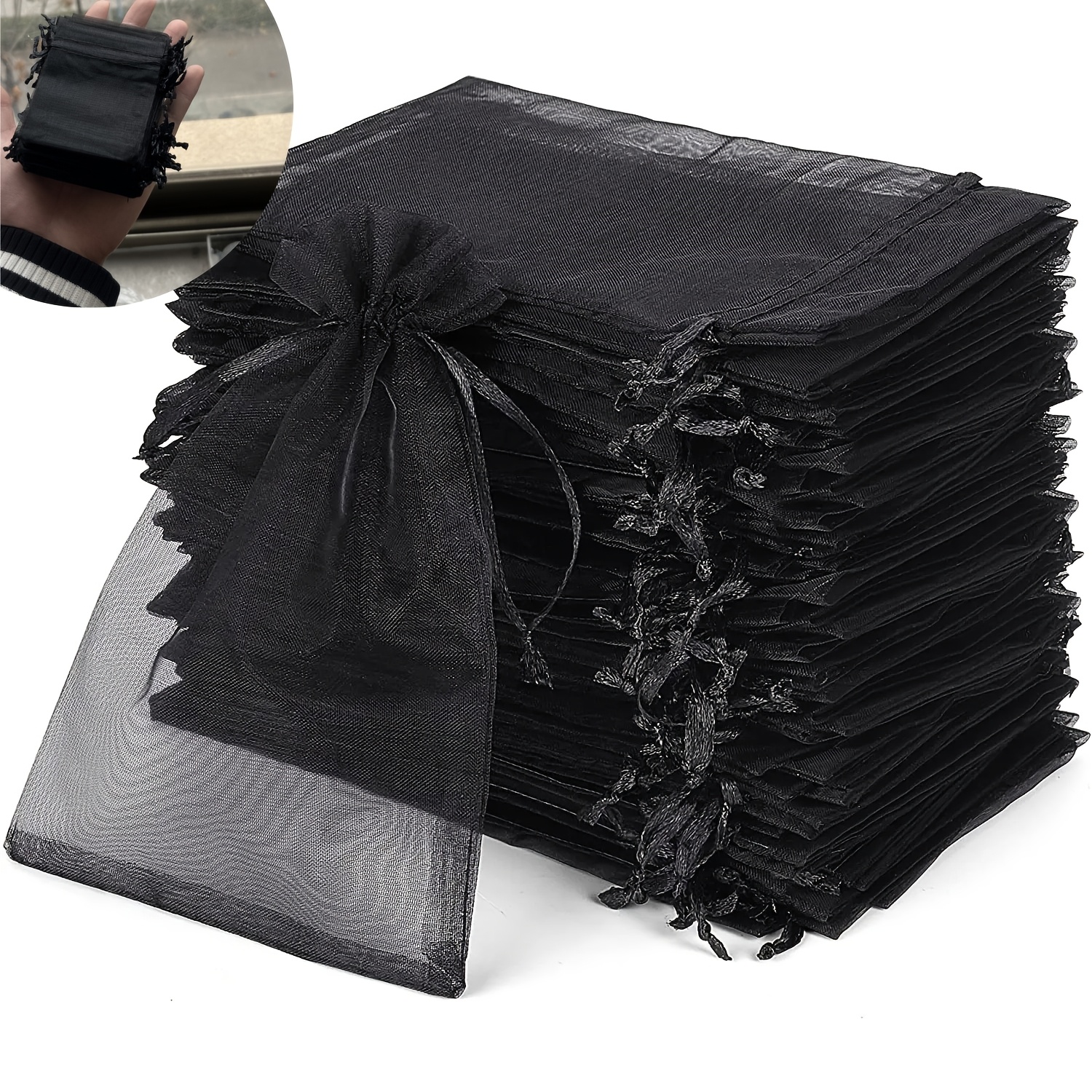 Gift For Her/him Black Gauze Bag Transparent Mesh Drawstring Gift Bag Suitable For Party Holiday Decoration Reusable Mesh Packaging Bag, Christmas, Halloween
