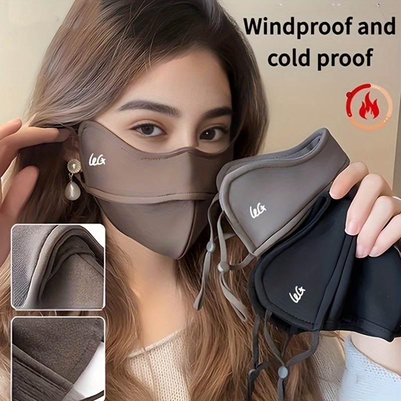 

2-pack Polyamide Face Scarfs For - , Thickened 3d Face Coverings For Women, Non-stretch, Woven , Functional To Warm, Ear Loops Design, - Black