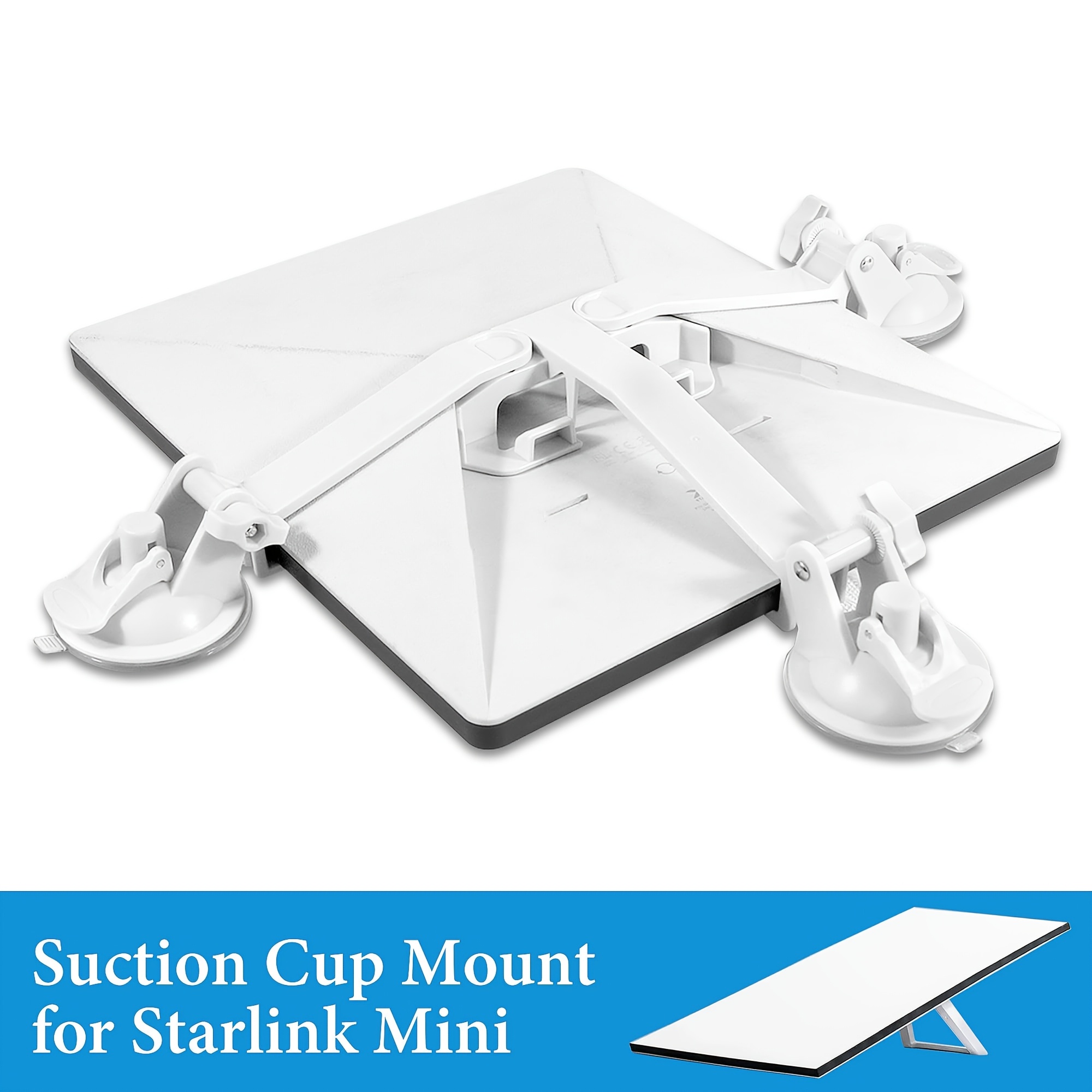 Support de voiture mini pliable Starlink exclusif et breveté avec ventouse, support à dégagement rapide pour toit ouvrant/toit lunaire pour vitre de voiture, camping-car, bateau, camion (noir et blanc)