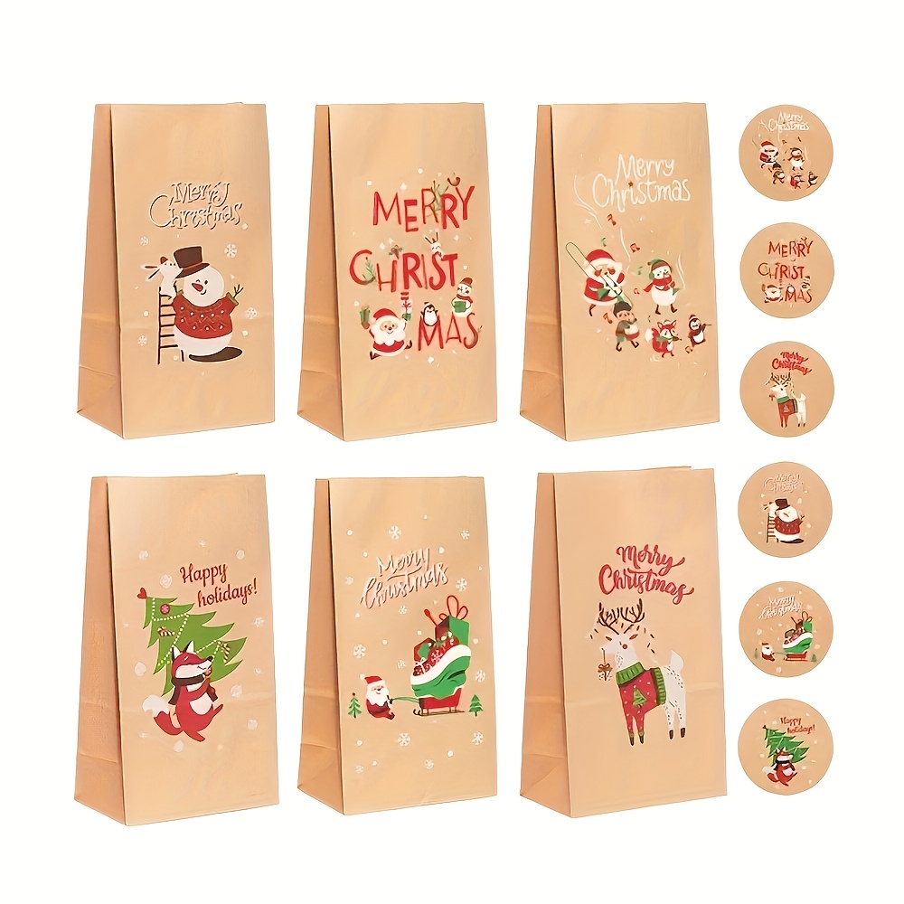 Image of Gift For Her/him Christmas Gift Bag Candy Bag Gift Bag Christmas Advent Calendar Number Stickers Paper Box Packaging Bag