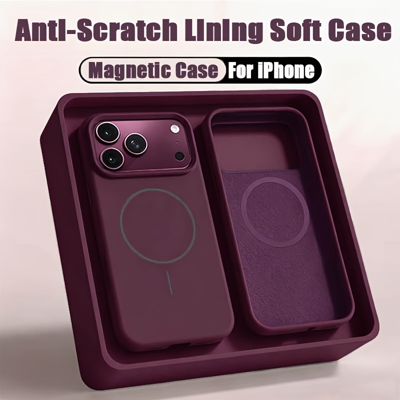 TEMU Phone Case: Minimalist Fashion Liquid Magnetic Soft Phone Case Suitable For Iphone 18 Pro Max 17 Pro Max 17 16 15 14 13 12 11 Pro Max Air With