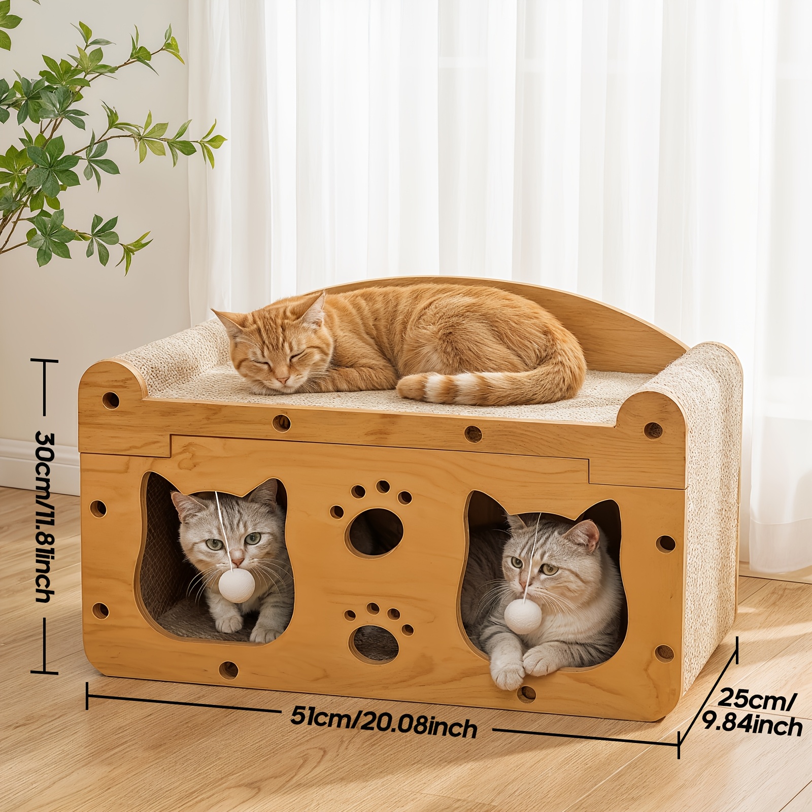 Image of Head Cat Scratcher Bed, Sturdy Anti-tip Low , -one Scratching And Resting, Indoor Cat Multifunctional Furniture, Indoor Cat Play House