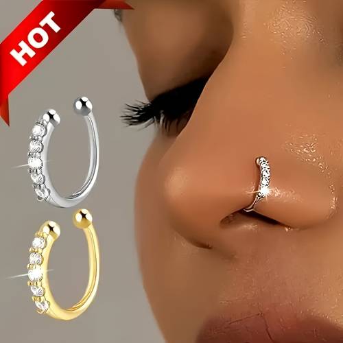 1pc of artificial non perforated nose ring anti allergy bohemian style no perforated nose accessory fashionable hip hop accessory nose non piercing for women ring for nose nose accessory for daily wear nose decor bohemian nose accessory non perforated nose jewelry retro nose accessory nose jewelry hypoallergenic nickel ring kpop style jewelry