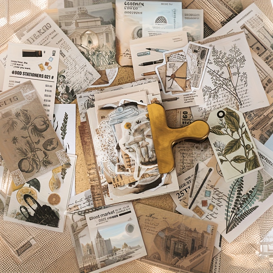 260pcs Scrapbook Additions Set with Retro Stickers and Papers