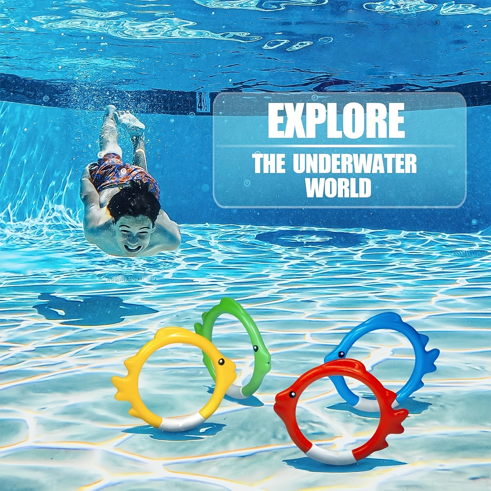 4-Color Diving Rings for Underwater Pool Games