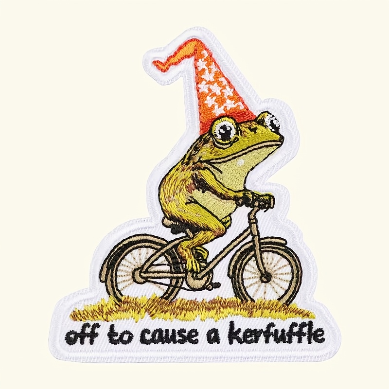 TEMU 1pc  Frog Embroidery Patch Satirical Patch Funny Quote Patch Patch Frog Patch Mental Patch