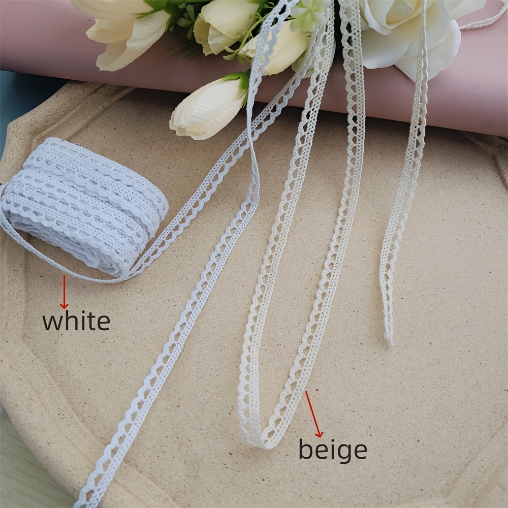 TEMU 5 Yards White/beige Polyester Hollow Lace Suitable For Handmade Headdress Gift Packaging Ribbon