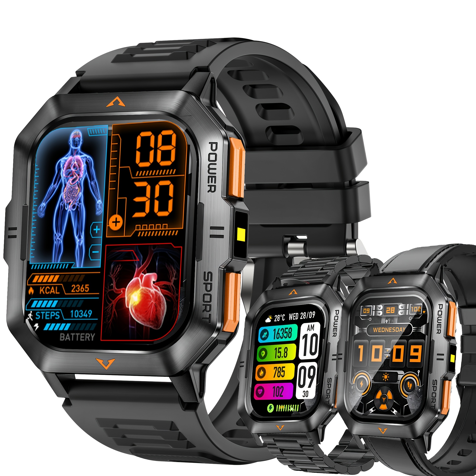 Smart Watch For Men(answer/dial Calls), Smartwatch Fitness For And For Iphone, 5.11cm Activity With Sleep Monitor, Calorie, Wireless Call Smart Watch, Fitness Tracke, 1 Smart Watch With 3 Straps