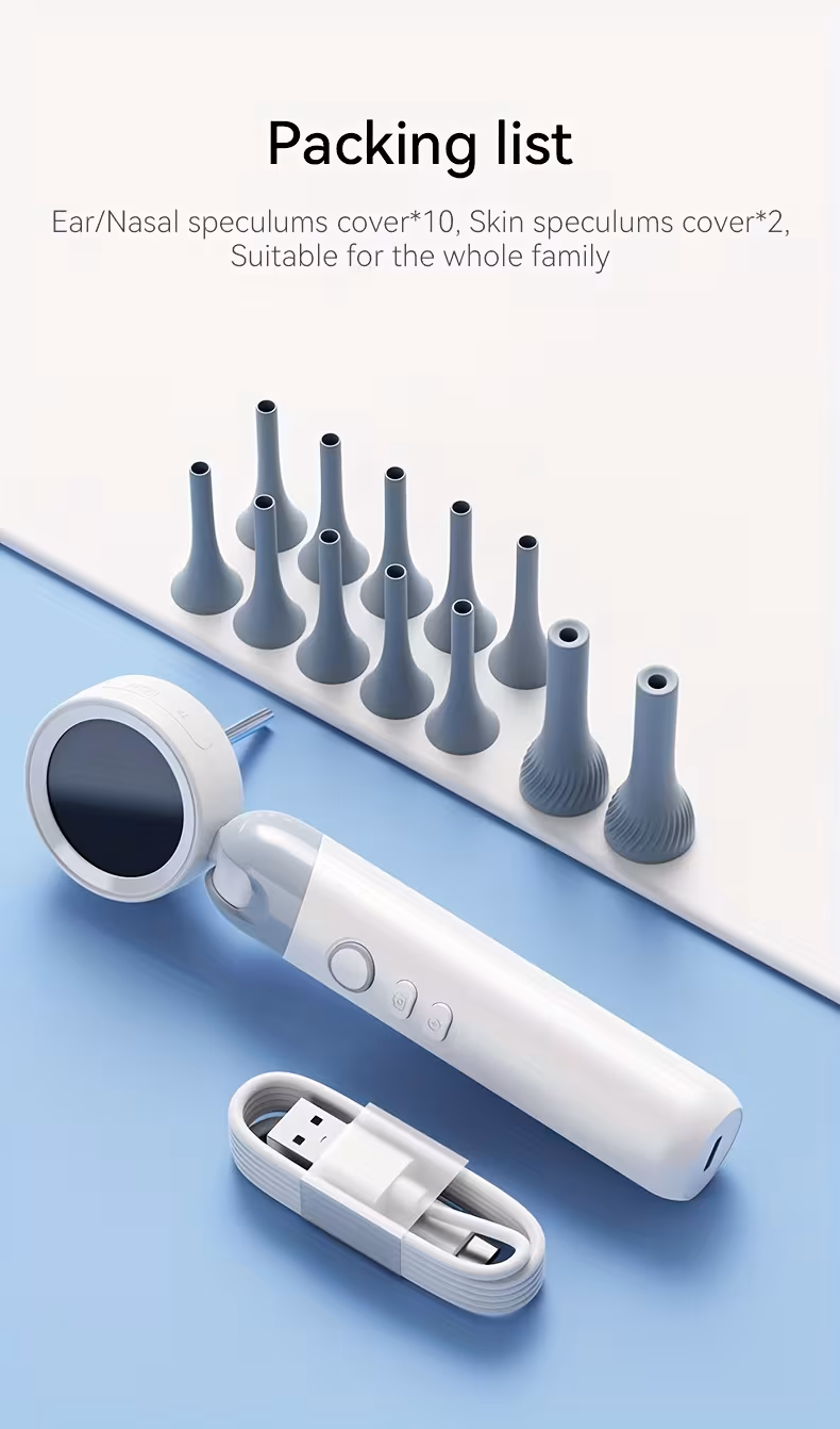 otoscope ear camera with 1 38 screen 1080p ear scope with 12 silicone tips support photo and view ideal pocket otoscope for home use and pets Product details 0
