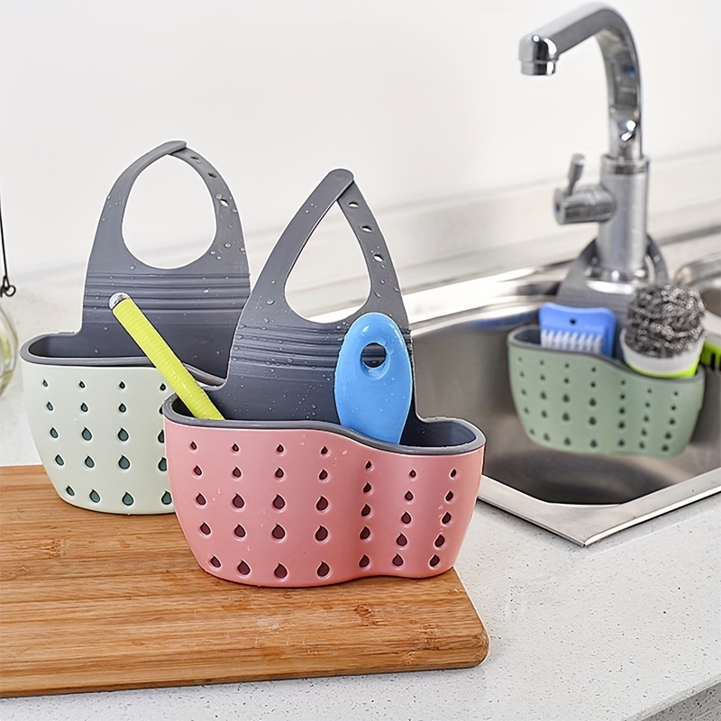

Adjustable Plastic Kitchen Sink Organizer With Sponge And Brush Holder