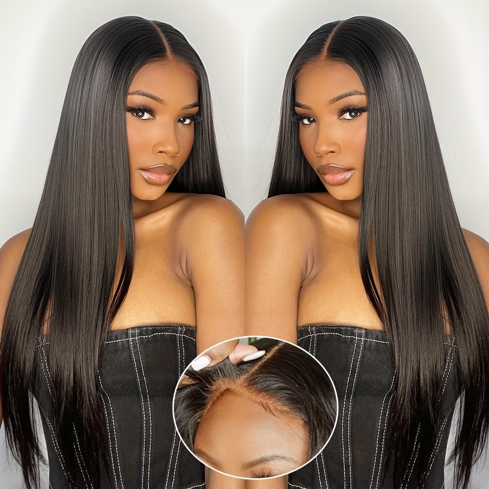 

200% Density 13x4 Glueless Lace Front Wig - Brazilian Human Hair, Pre- With Baby Hair, Straight Black Wig For Women, , Full & Smooth Style, Fashion Hairstyle | Elegant | Full Smooth Wig