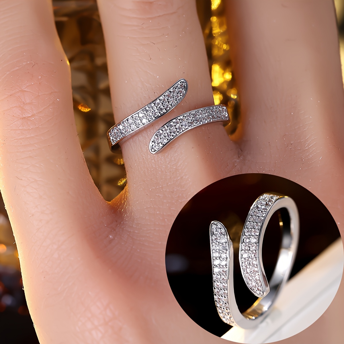 Women's Wrapped Open Ring, Niche Arc Design Statement Accessory