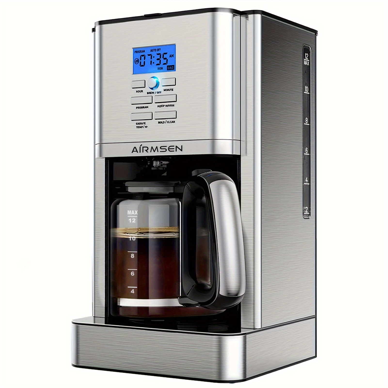 

Airmsen Stainless Steel 12-cup Maker, Programmable Self-cleaning Coffee Maker, Simple To Operate And Clean