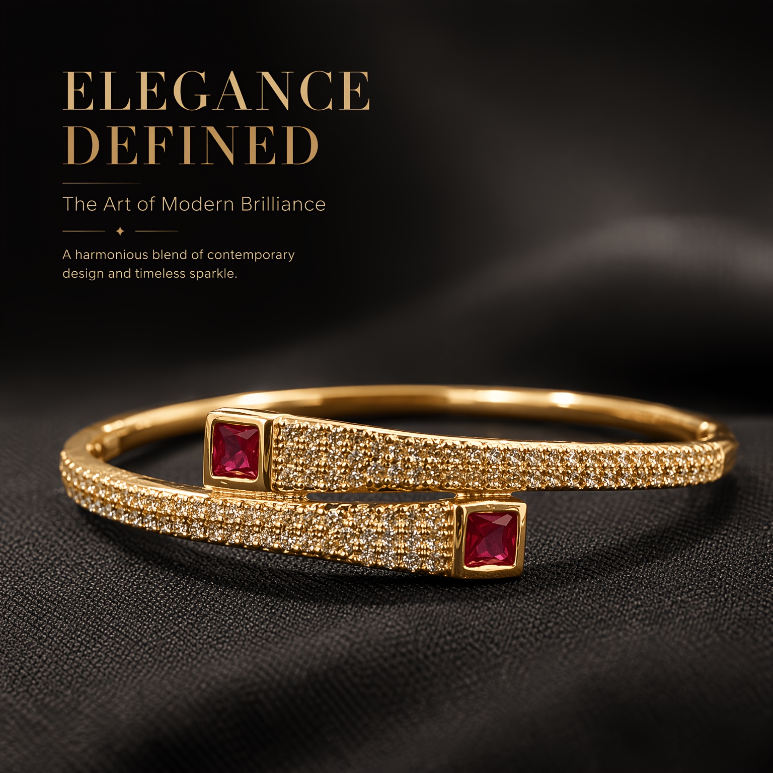 18K Gold-Plated Simulated Agate Cross-Pattern Bracelet Set