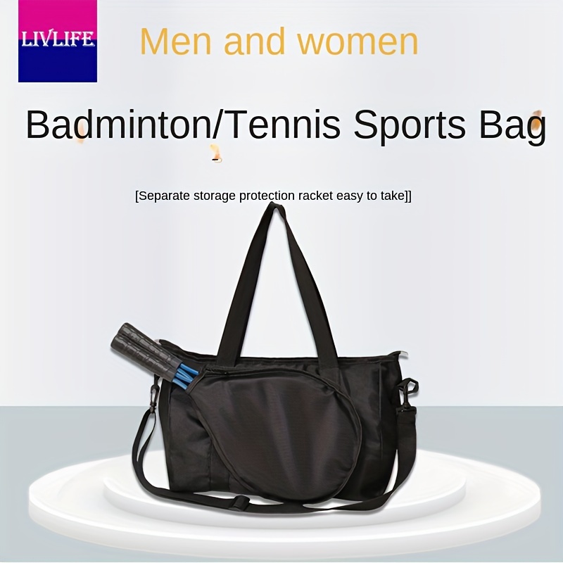 Sac Bandoulière Badminton - Pour 2 Raquettes - Tissu Oxford Résistant - Noir