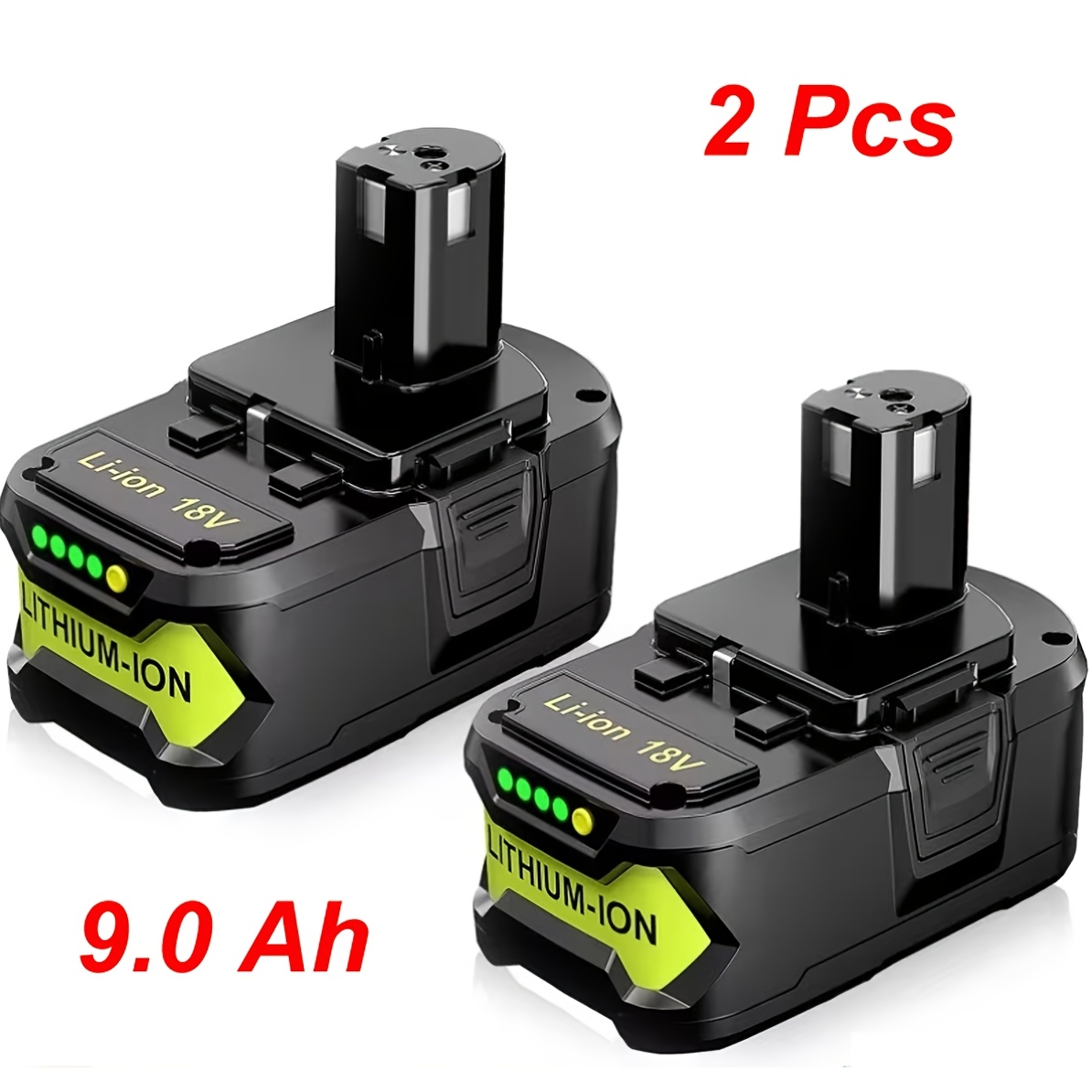 TEMU 2 Pack 9.0ah Lithium-ion Replacement Battery For Ryobi 18v One+ Plus P108 , P104, P105, P106, P107, P108, P109, P122, Bpl-1815, Bpl-, Bpl18151,