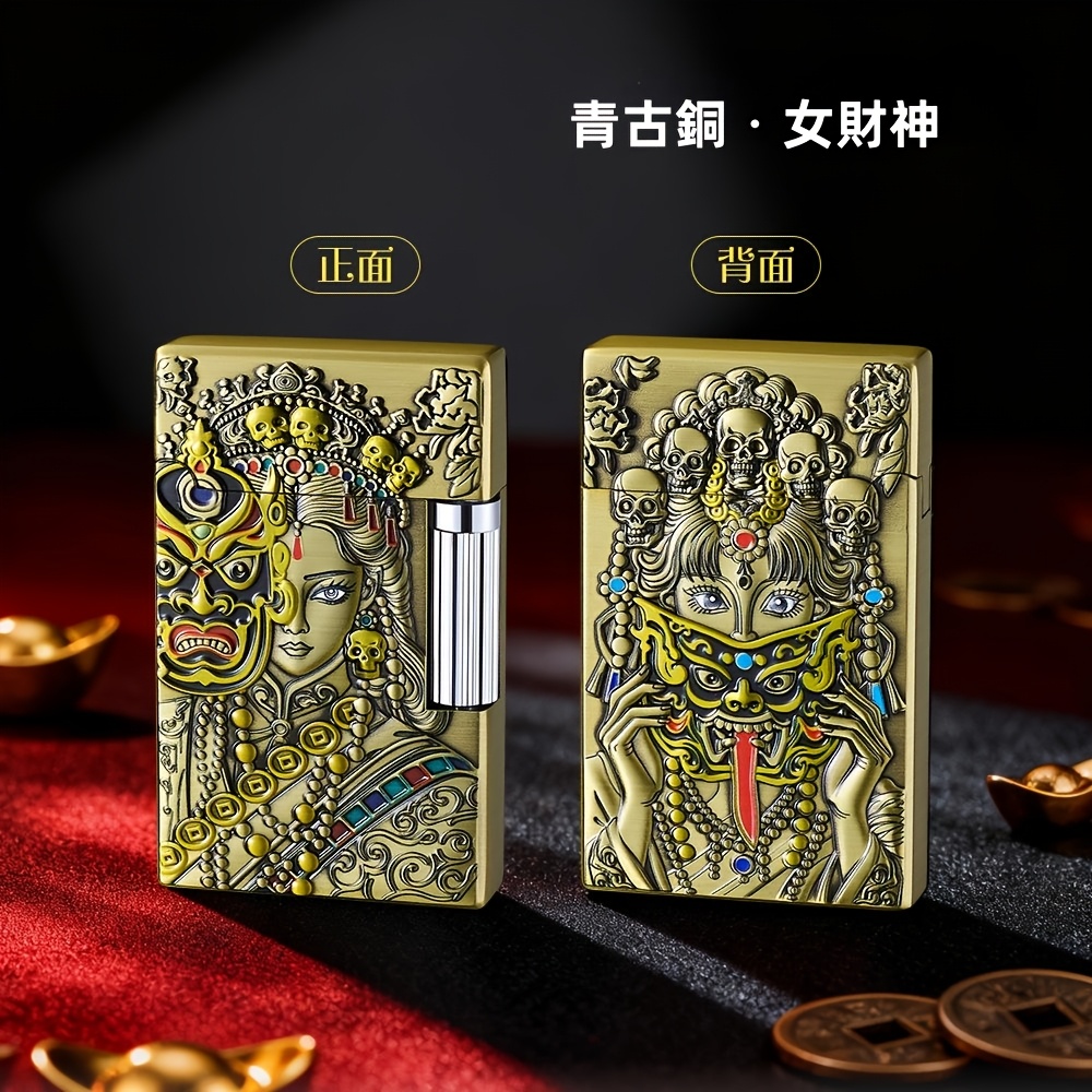 TEMU 【商品名】女性の財神像 彫刻 金属製 ランションライター、高見え、真珠のような宝玉鏡、幸運が訪れる、ギフトボックス付き、ギフトやに最適、電池なし