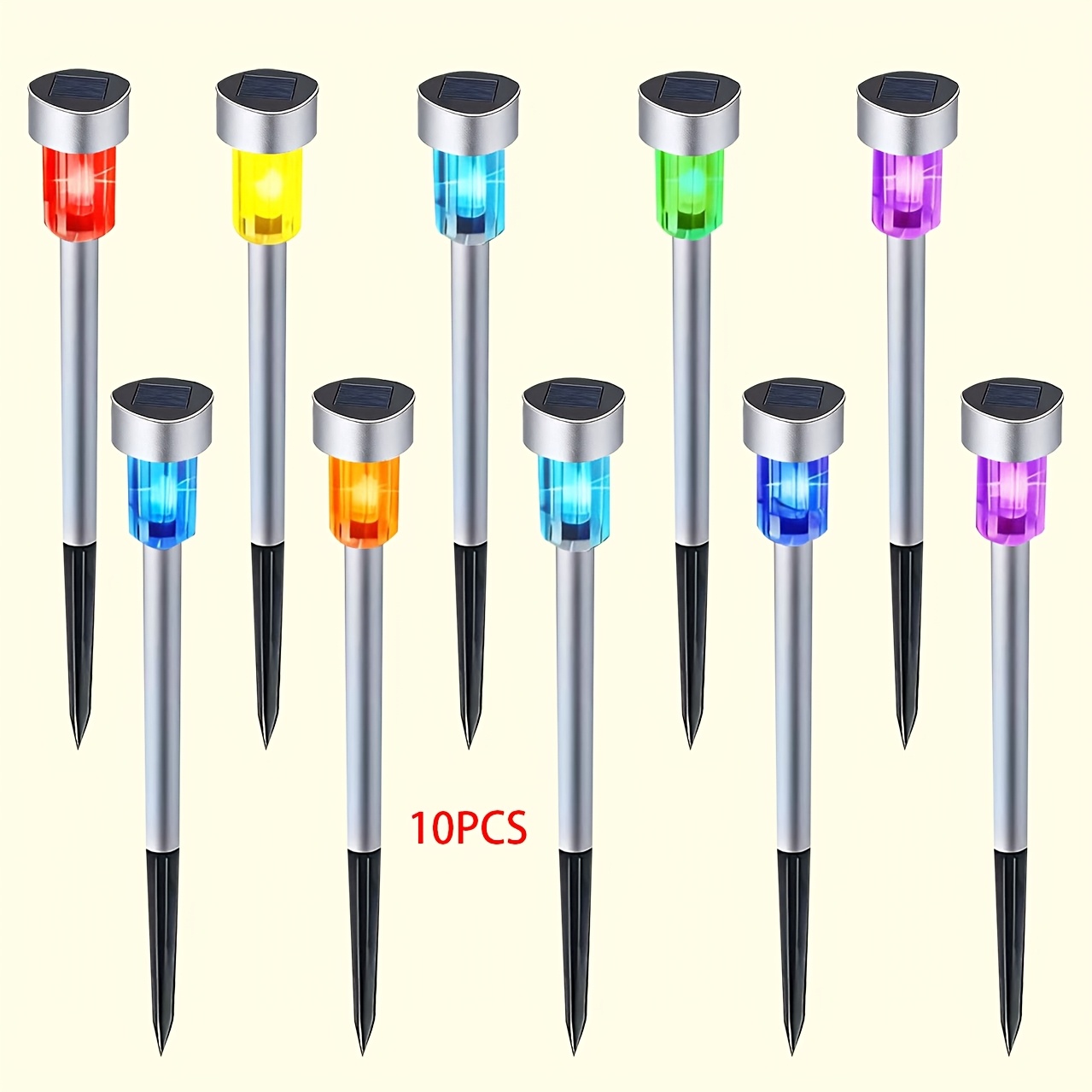 TEMU 2026 New Outdoor Solar Stainless Steel Small Tube Lights, Ip44 Solar Pathway Lights, Landscape Solar Lights, Front Yard Garden Lights, Suitable