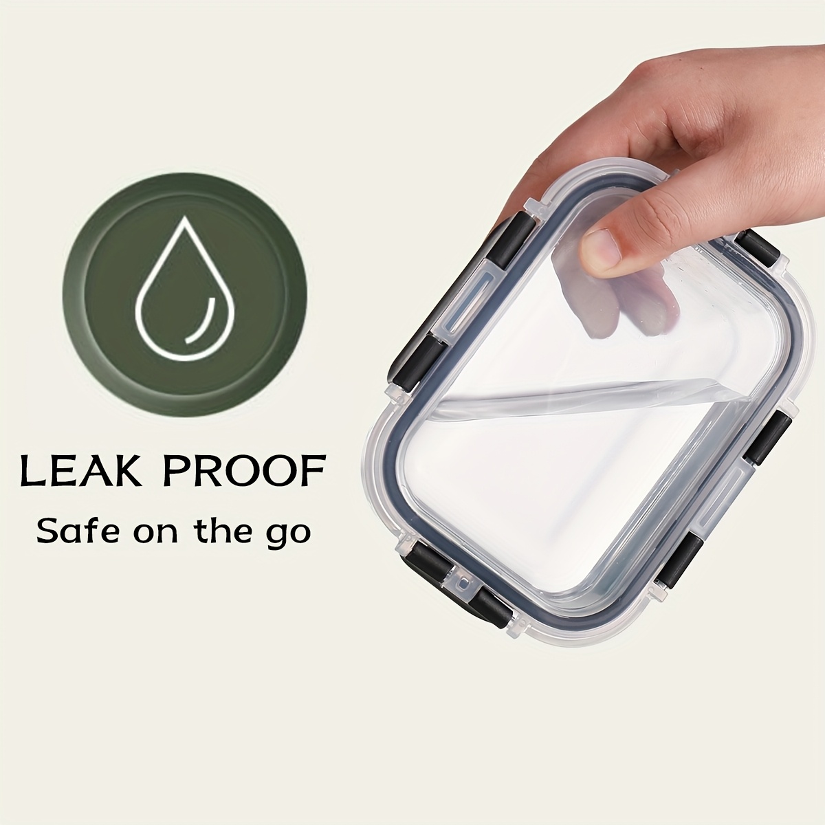 glass crisper set with lid glass food container thickened lead   suitable for lunch meal preparation refrigerator freezer bento container sealed   bisphenol a free Product details 3