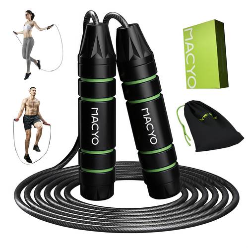 cuerda de saltar de acero de ajustable, cuerda de saltar de 3 metros con peso removible, 6 rodamientos giratorios, adecuada para mma, boxeo, deportes y pérdida de peso
