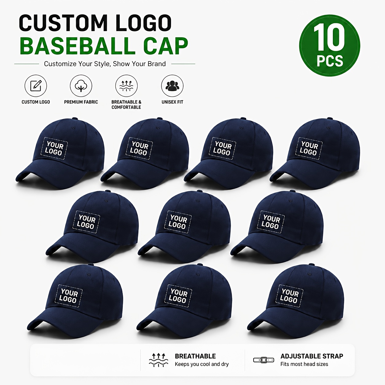 10pcs Custom Pattern Halloween Baseball Caps, Adjustable for Adults