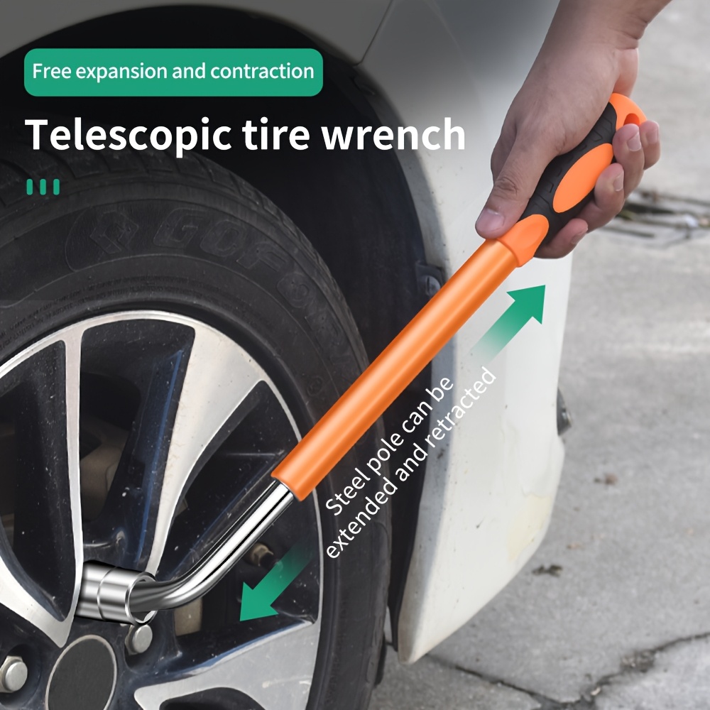 

L-shaped Telescopic Tire Wrench, Adjustable Steel Socket , Labor-saving Automotive Maintenance Tool, Extendable For Deep Demounting, Multifunctional Car Wheel Removal