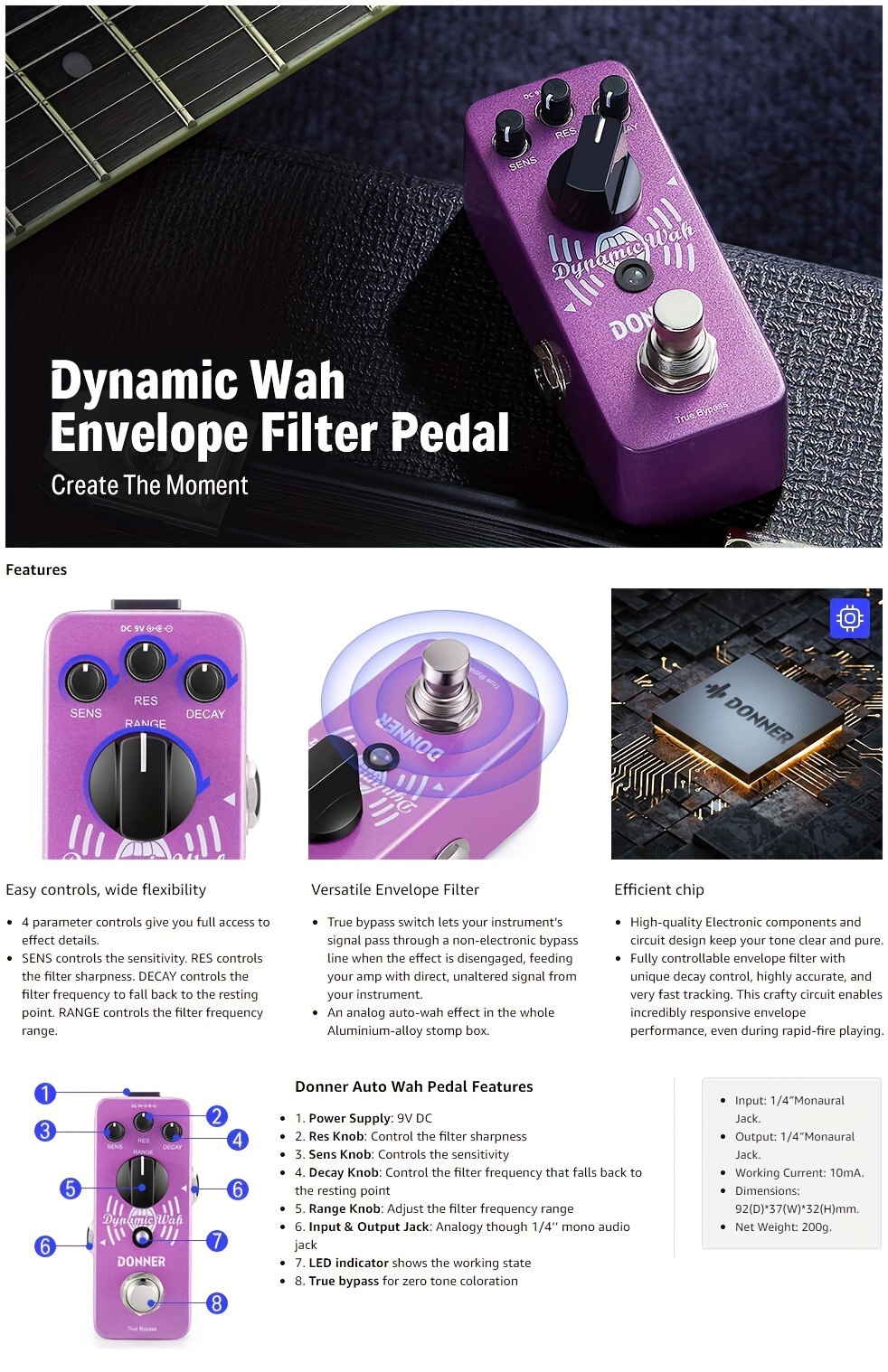 mini auto wah pedal guitar/bass effects processor - Temu