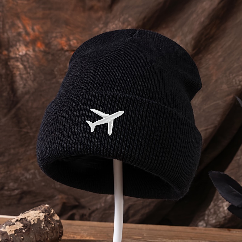 

Airplane Embroidered Knit Beanie - Soft, Stretchy & Comfortable Pullover Hat For Men And Women, Machine Washable