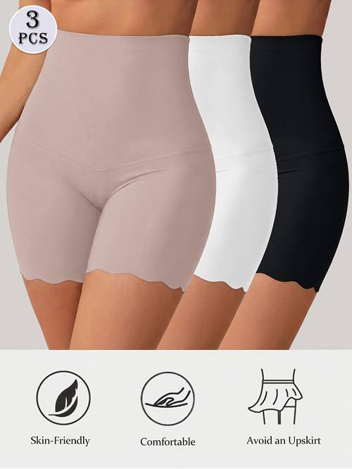3pcs high waisted seamless tummy control womens fabric cooling shaping panties anti chafing safety underwear