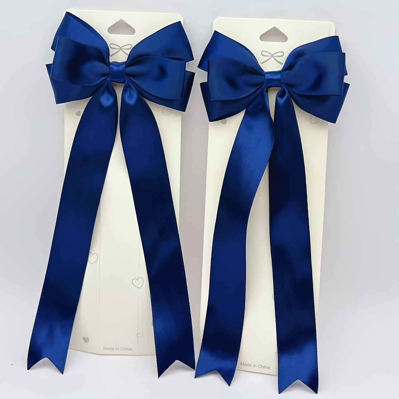 TEMU 2pcs Set Solid Color Ribbon Bow Hair Clips, Suitable For Daily And Holiday Wear, Cardboard Not Included
