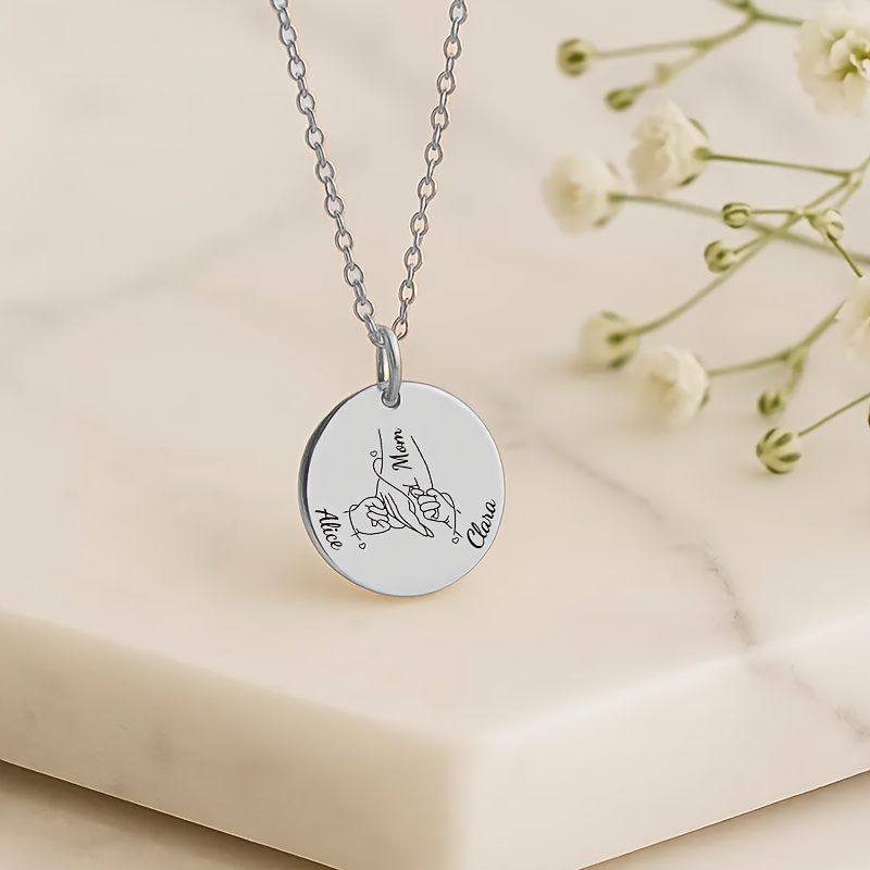 TEMU Customized Personalized Necklace For New Mothers, Featuring Engraved Text And A Mother- Design, Making It For For Occasions Like Mother's Day,