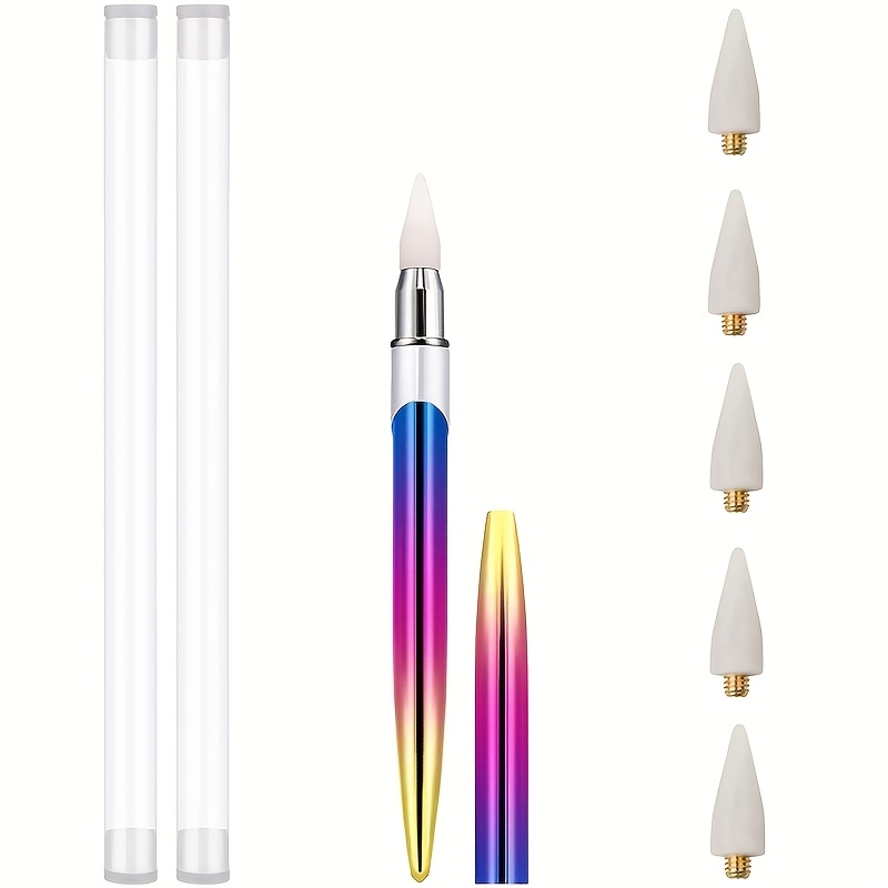 TEMU Kit d'outils de ramassage de strass, pinceau de ramassage de strass avec 5 embouts de cire supplémentaires, outil de de pierres synthétiques