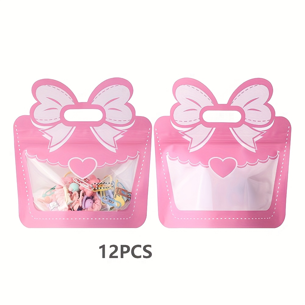 12-pack Gift Bags, Self-sealing Plastic Bags With Bows For Accessories And Small Card Packaging