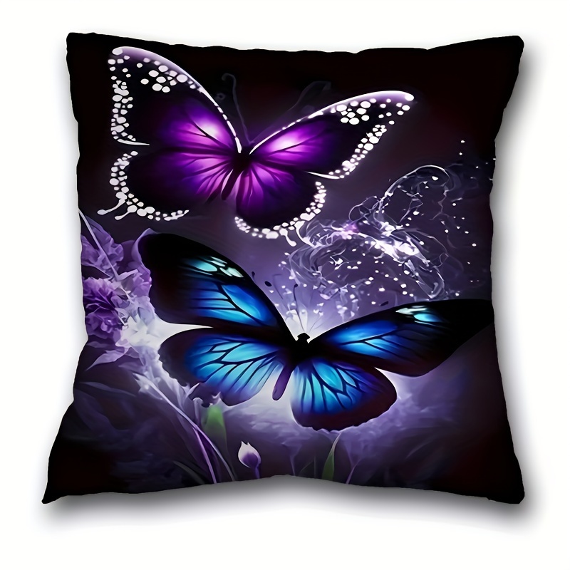 

1pc, Butterfly Pattern Short Plush Pillow Case (17.7 "x17.7"), Butterfly Theme Pillow Case, Home Decor, Room Decor, Bedroom Decor, Architectural Collectible Accessories (excluding Pillow Core)