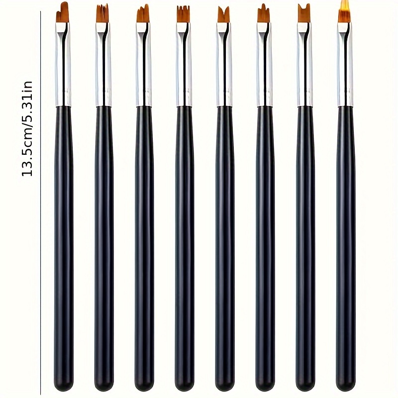 Image of 8pcs Nail Art Petal Brush Pen Set, Gel Gradient Drawing Painting Manicure Tool Kit, Unfragranced, Nail Art Design Tools For Hand And Foot Care