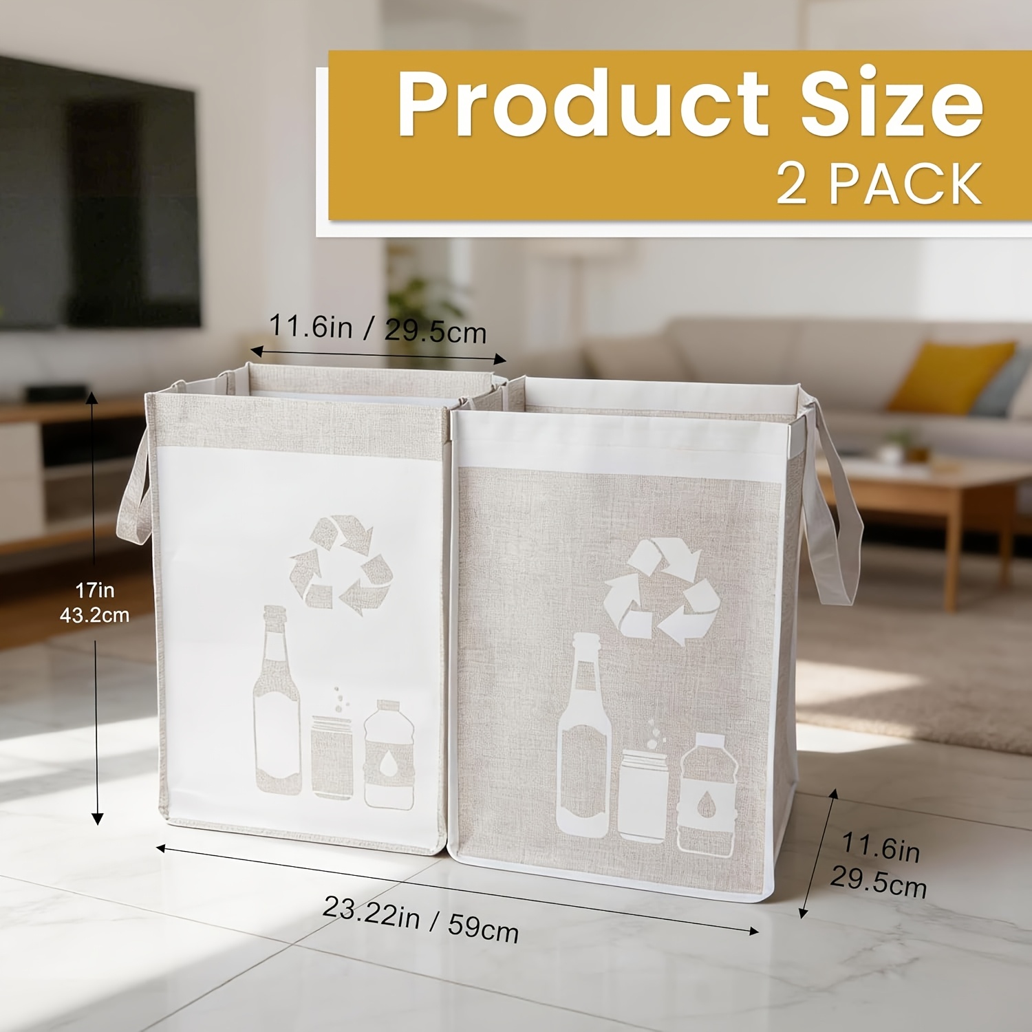 TEMU 2pcs Large Capacity, Foldable Storage Bag Suitable For Storing Plastic, Paper, Cardboard Waste In Kitchens, Homes, And Offices, Organizing And
